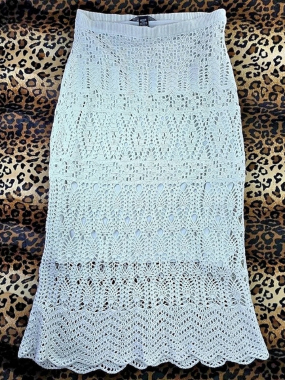 Dialouge Crochet Lace Maxi- Midi Skirt White Size M-L